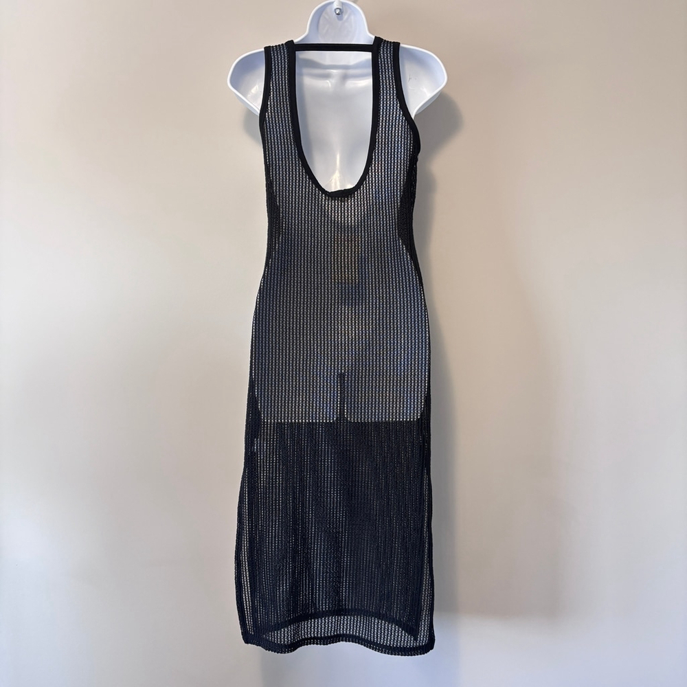 Miken Size Medium Black Low-Back Midi Dress Swim Cover-Up NWT - Picture 5 of 6